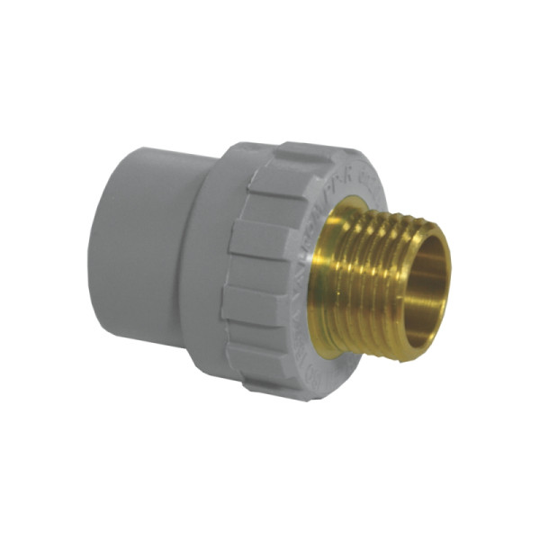 Муфта соединительная PPR наружная резьба D = 20 x 3/4" мм серая